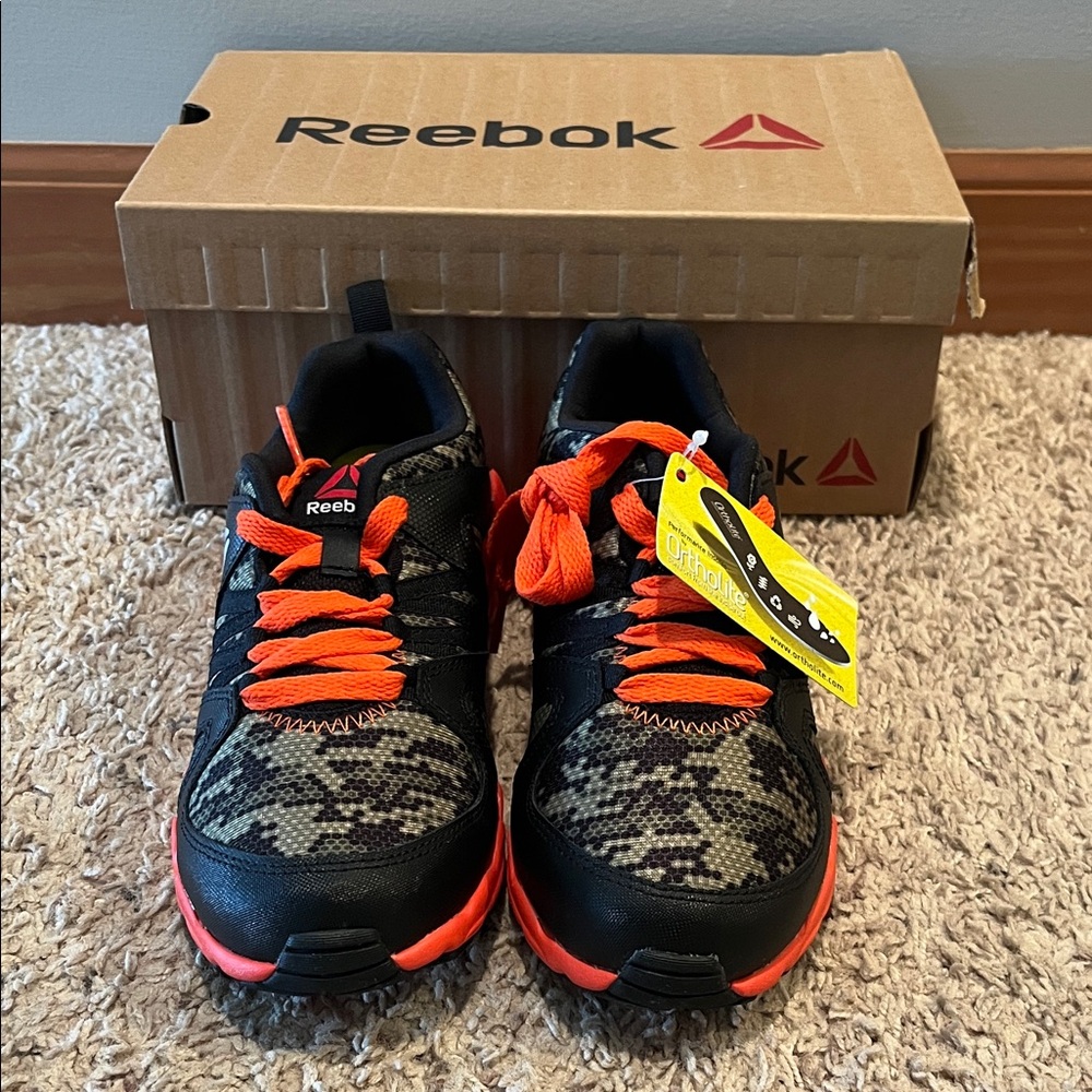 Reebok Camo and Orange Sneakers